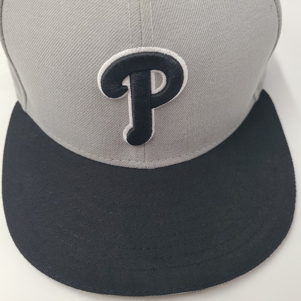 Philadelphia Phillies Hat Fitted 7 5/8 New Era 59Fifty Gray Black MLB Baseball - Picture 3 of 12